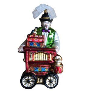 Edelglas Organ Grinder Man Blown Glass Ornament Handmade Painted in Poland